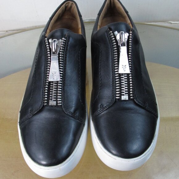 Frye Platform Sneakers Black Leather Women's Size 8.5 M - Picture 1 of 8